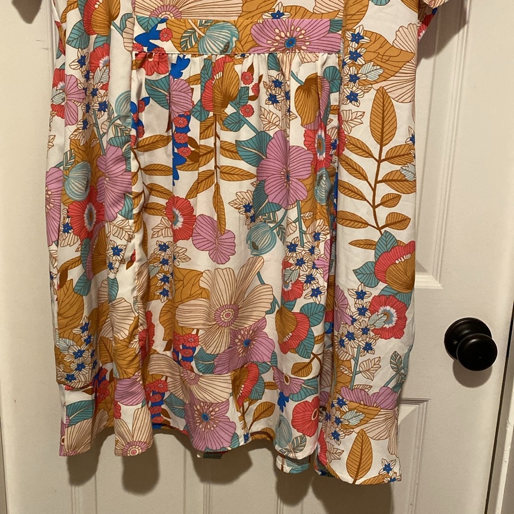 Tolani Floral Tiered Button Front Short Sleeve Dress with pockets, Women’s XL - Picture 8 of 15